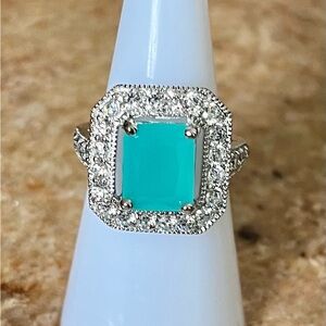 Bomb Party Retro RBP2903 Dark Jade on Rhodium Ring